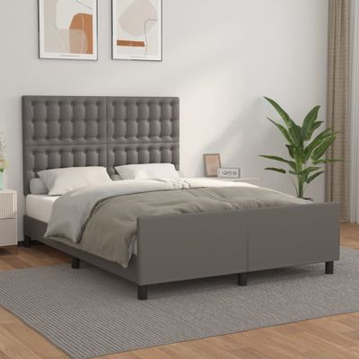 vidaXL Posteľný rám s čelom sivý 140x200 cm umelá koža