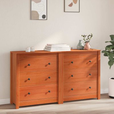 vidaXL Servírovacia skriňa 2 ks Vosková Hnedá 140 x 35 x 80 cm