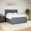 vidaXL Posteľný rám boxspring s matracom tmavosivý 180x200 cm zamat