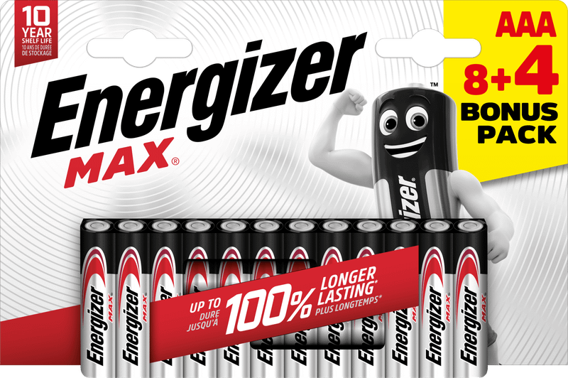 Energizer Max AAA alkalické batérie 8+4 12 ks (E303340900)