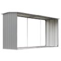 vidaXL Záhradná kôlňa na drevo galvanizovaná oceľ 330x92x153 cm sivá