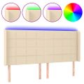vidaXL Čelo postele s LED krémové 183x16x118/128 cm látka