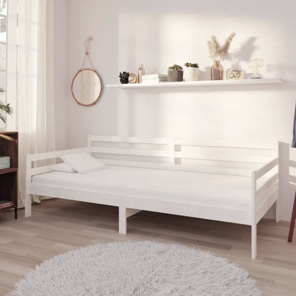 vidaXL Denná posteľ s matracom 90x200 cm, biela, borovicový masív