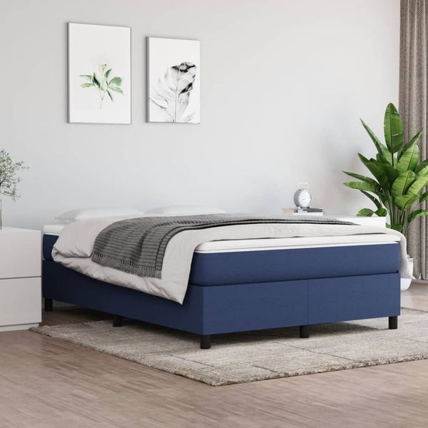 vidaXL Posteľný rám s boxspringom modrá 140x190 cm látka