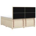 vidaXL Posteľ boxspring s matracom Krémová 140 x 190 cm Látka