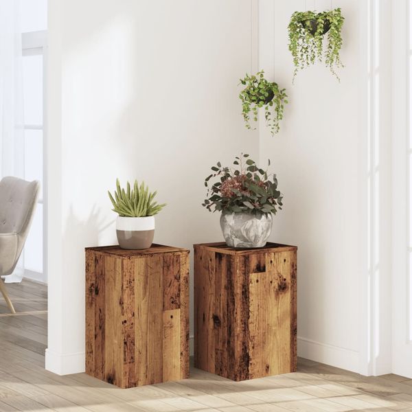 vidaXL Stojany na rastliny 2 ks staré drevo 30x30x50 cm kompoz. drevo