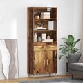vidaXL Highboard Staré drevo 69,5 x 32,5 x 180 cm Kompozitné drevo