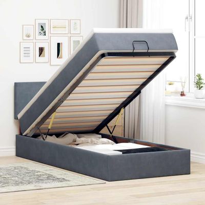 vidaXL Osmanský rám postele s matracom tmavosivá 90x200 cm zamat
