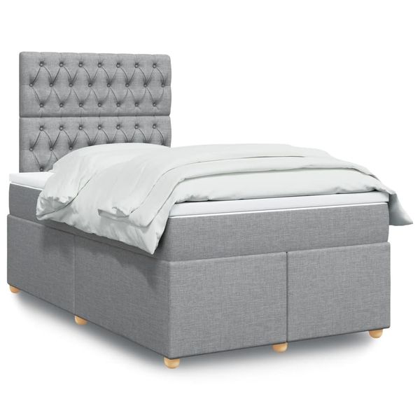 vidaXL Boxspring posteľ s matracom bledosivá 120x200 cm látka