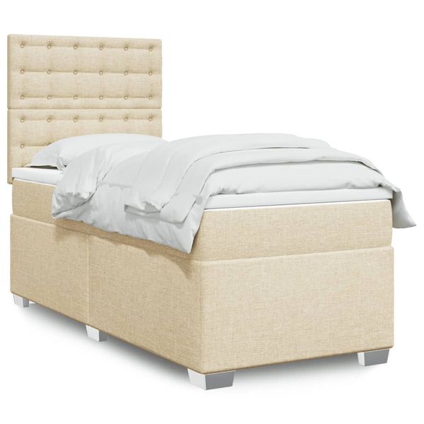 vidaXL Boxspring posteľ s matracom krémová 100x200 cm látka