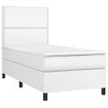 vidaXL Boxspring posteľ s matracom a LED biela 80x200 cm umelá koža