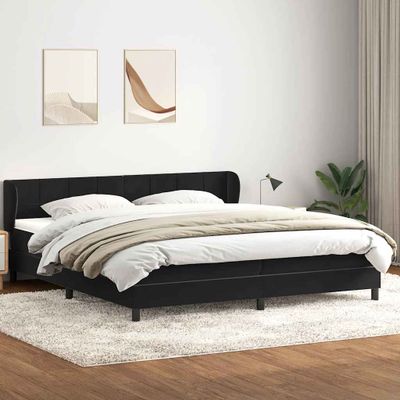 vidaXL Posteľný rám boxsping s matracmi čierna 200x220 cm zamat