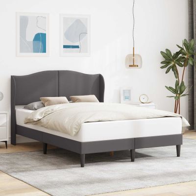 vidaXL Rám postele s čelnou doskou Sivá 140 x 190 cm Umelá koža