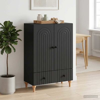 vidaXL Servírovacia skriňa Čierna 66 x 34,5 x 95 cm Kompozitné drevo