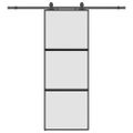 vidaXL Posuvné dvere s kovaním čierne 76x205 cm tvrdené sklo