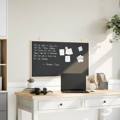 vidaXL Tabuľa s rámom z masívneho borovicového dreva, čierna 100x55 cm