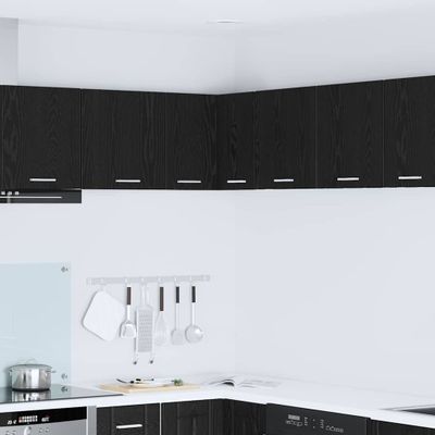 vidaXL Závesná skrinka s úložiskom Čierny dub a biela 57 x 57 x 40 cm