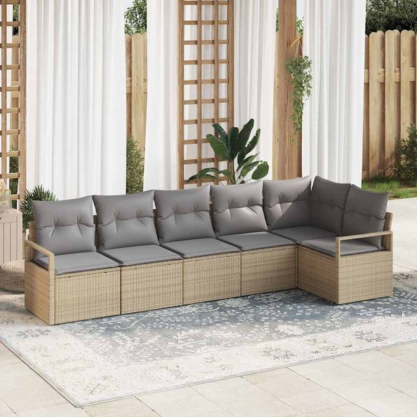 vidaXL Sada pohoviek 6 pcs Béžová polyratan