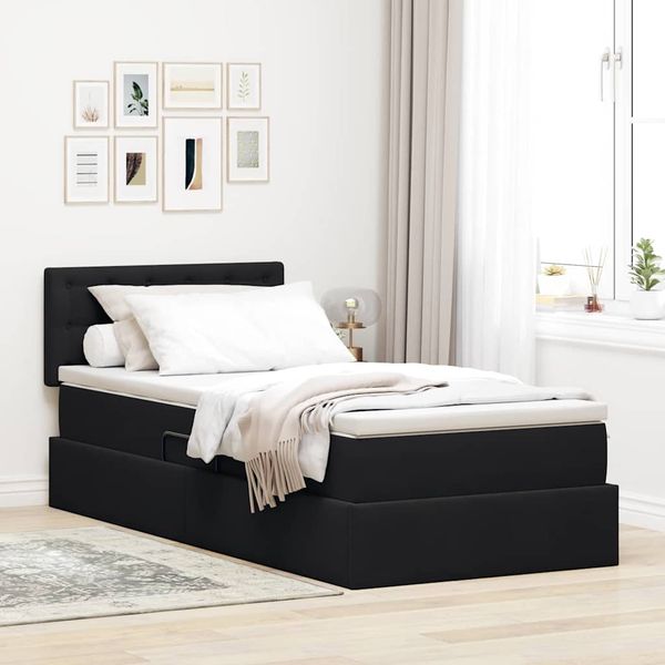 vidaXL LED úložná posteľ s matracom Čierna 90 x 190 cm Zamat