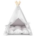 vidaXL Psí teepee s vankúšom Biela 50 x 50 x 60 cm Polyester