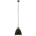 vidaXL Industriálna závesná lampa čierna železo a masívne drevo 35 cm E27