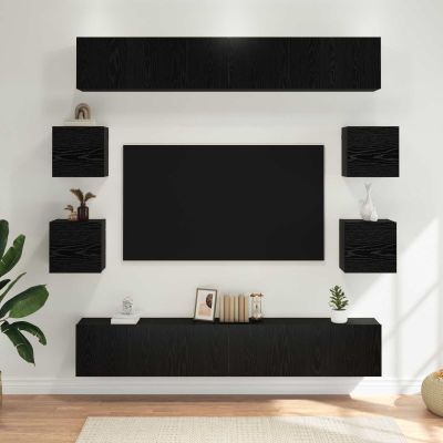 vidaXL Zostava TV skriniek 10 pcs 180 x 30 x 30 cm Čierny dub