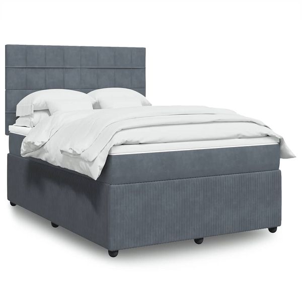 vidaXL Posteľný rám boxspring s matracom tmavosivý 140x190 cm zamat