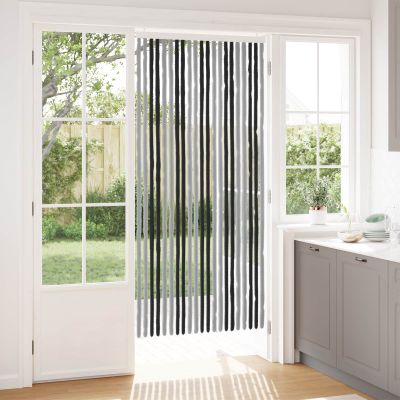 vidaXL Záves proti hmyzu z chenille Šedá a čierna 90 x 200 cm 100% PP