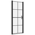 vidaXL Sprchové dvere čierne 81x195 cm tvrdené sklo