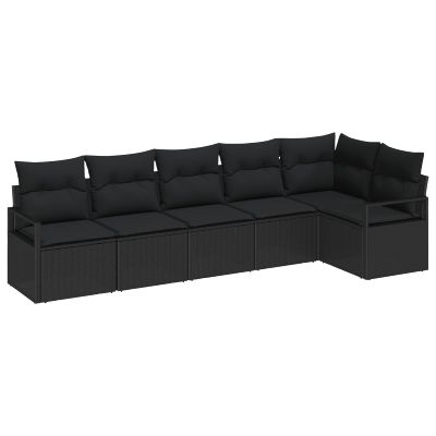 vidaXL Sada pohoviek 6 pcs Čierna polyratan