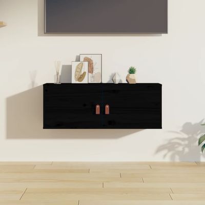 vidaXL Nástenná skrinka čierna 80x30x30 cm masívna borovica
