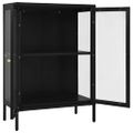 vidaXL Komoda čierna 75x35x105 cm oceľ a sklo