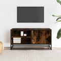 vidaXL TV skrinka dymový dub 80x34,5x40 cm kompozitné drevo a kov