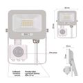 LED reflektor GLARO s pohybovým čidlom, 20 W, biely, IP54, 2000 lm, neutrálna biela