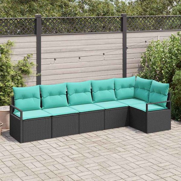 vidaXL Sada pohoviek 6 pcs Čierna polyratan