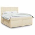 vidaXL Posteľný rám boxspring s matracom krémový 180x200 cm látka