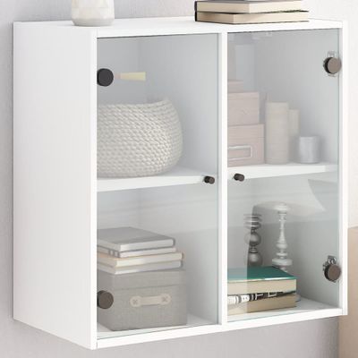 vidaXL Bočná skrinka so sklenenými dvierkami biela 68x37x68,5 cm