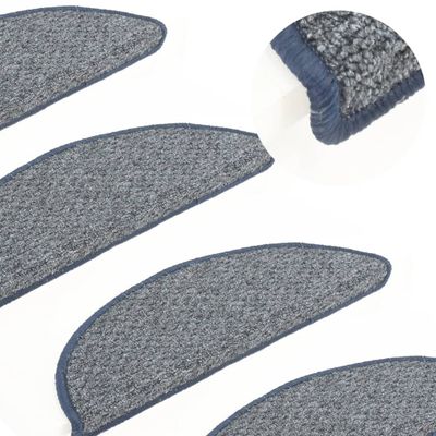 vidaXL Kobercové nášľapy na schody 15 ks modré 56x17x3 cm