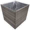 vidaXL Záhradný kvetináč sivý 80x80x80 cm polyratanový