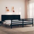 vidaXL Posteľný rám s čelom čierny 200x200 cm masívne drevo