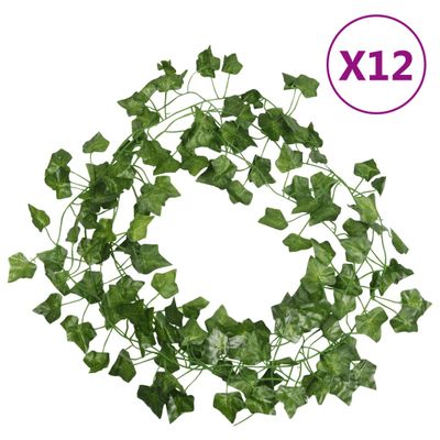 vidaXL Brečtanové girlandy 12 ks, zelené 200 cm