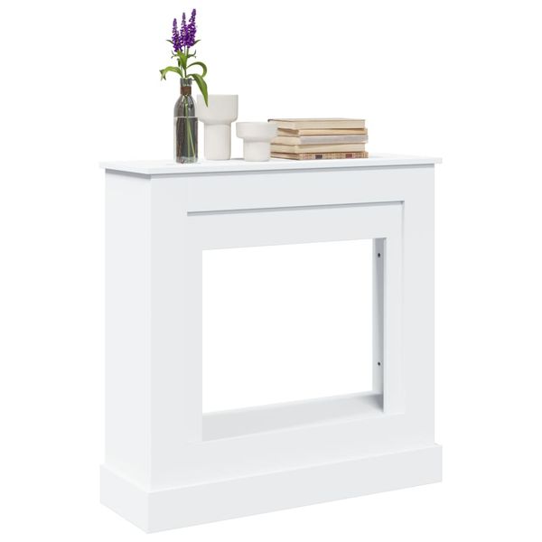 vidaXL Obloženie krbu biele 90x30x90 cm kompozitné drevo
