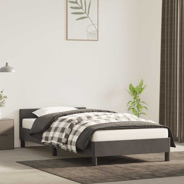 vidaXL Posteľ bez matraca tmavosivá 100x200 cm zamat