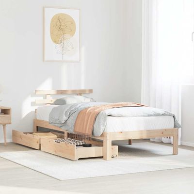 vidaXL Posteľný rám so zásuvkami 100x200 cm borovicový masív