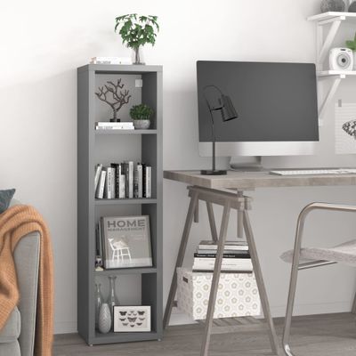 vidaXL Nástenná polica v tvare kocky, sivá 37x29,5x134,5 cm, MDF