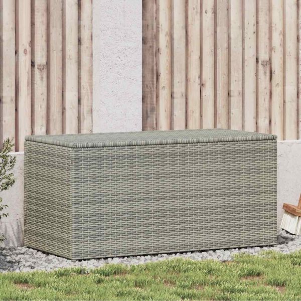 vidaXL Záhradný úložný box sivý 100x50x50 cm polyratanový