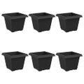 vidaXL Štvorcový črepník na kvety 6 ks Čierna 33 x 33 x 26 cm Plast