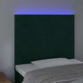 vidaXL Čelo postele s LED tmavozelené 90x5x118/128 cm zamat