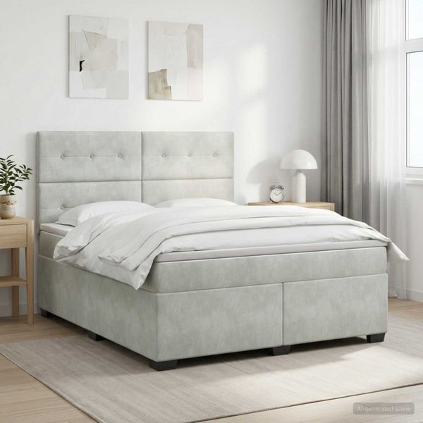 vidaXL Posteľ boxspring s matracom Svetlosivá 180 x 200 cm Zamat