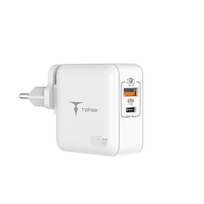 Wall charger t-phox mega T-PP09 gan pd 65W usb/usb-c white